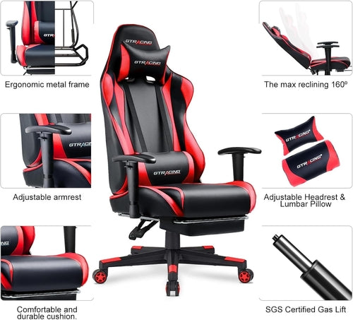 Gaming Chair with Footrest, Ergonomic Computer Game Desk Chair,