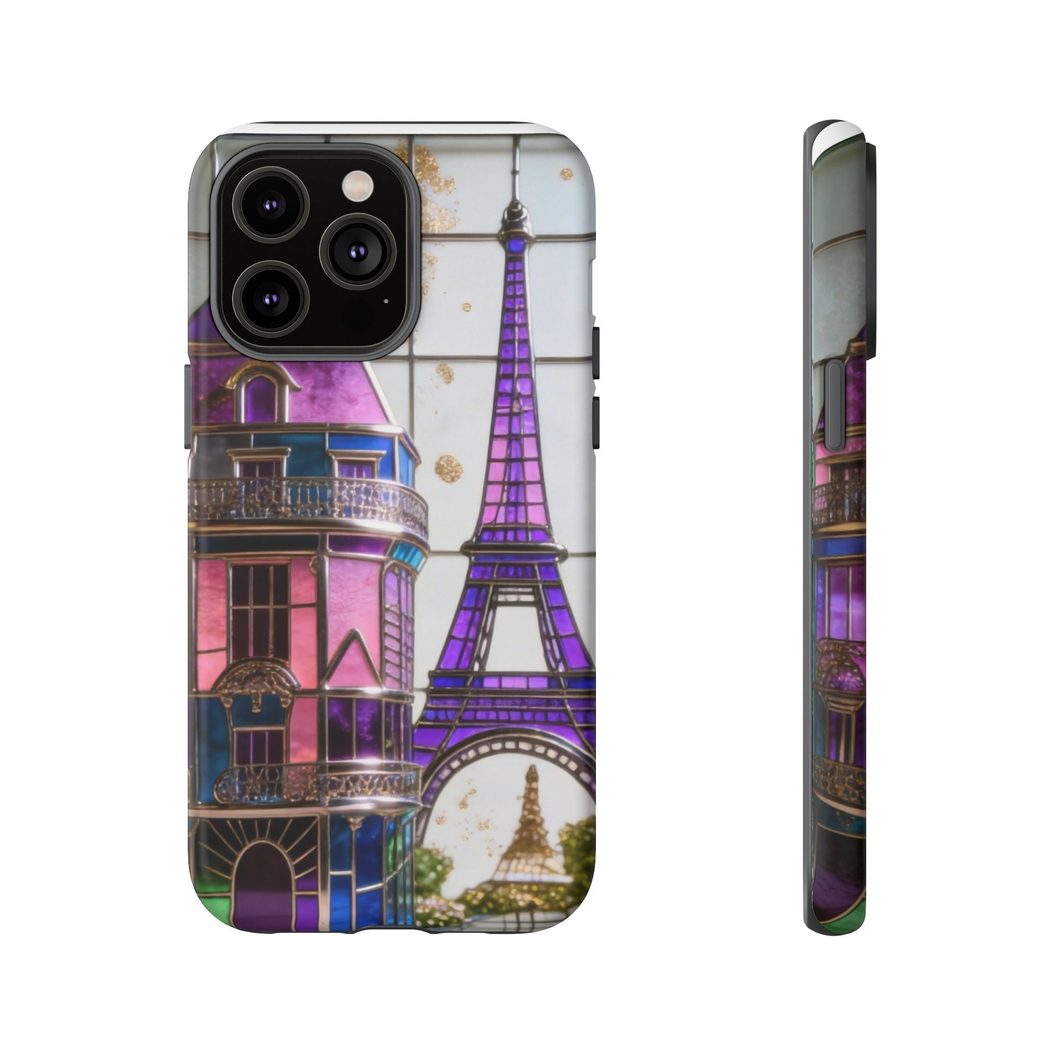 Parisian Eiffel Tower Tough Phone Case — Purple Vintage Cityscape Printify