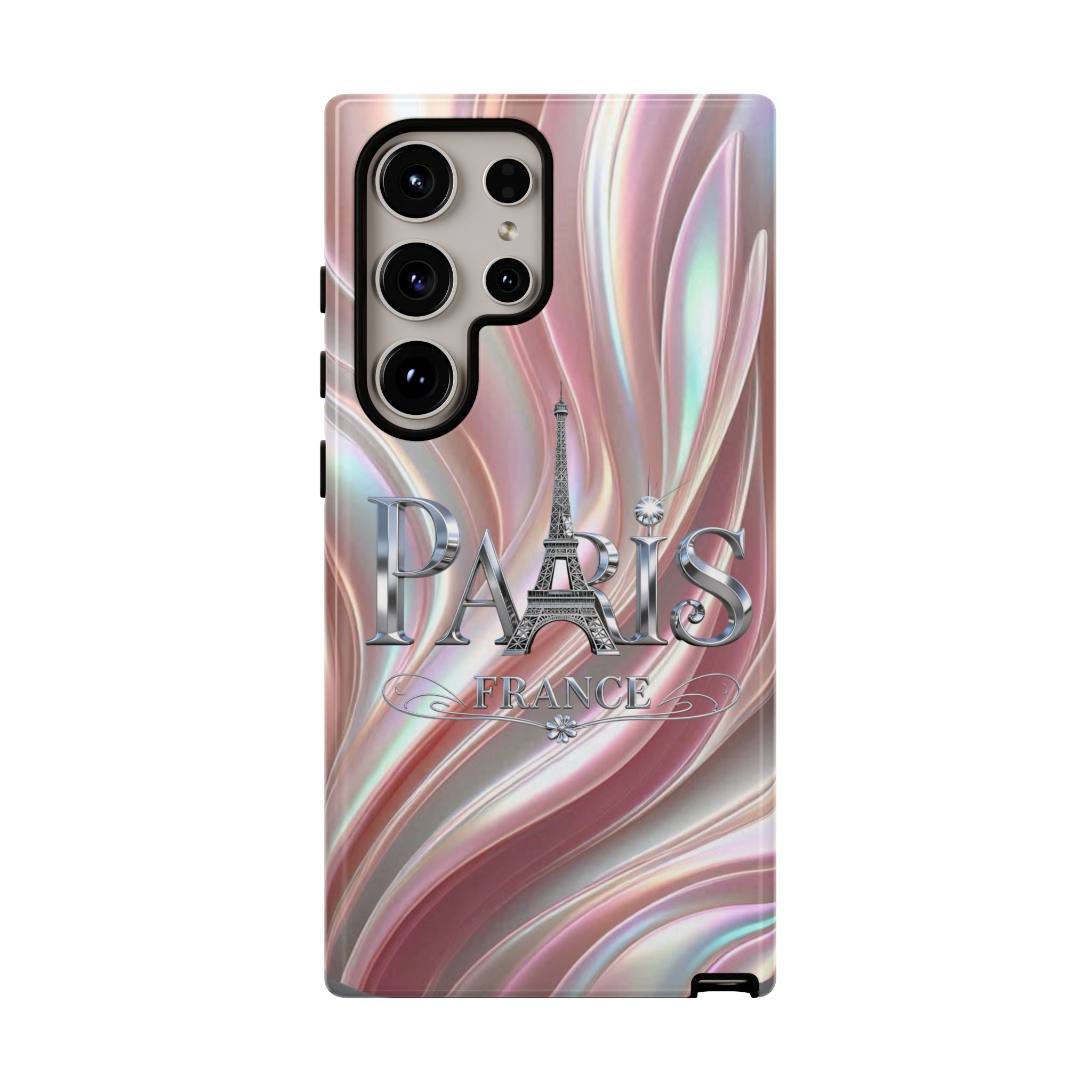 Paris Eiffel Phone Case — Iridescent Swirl Tough Case Printify