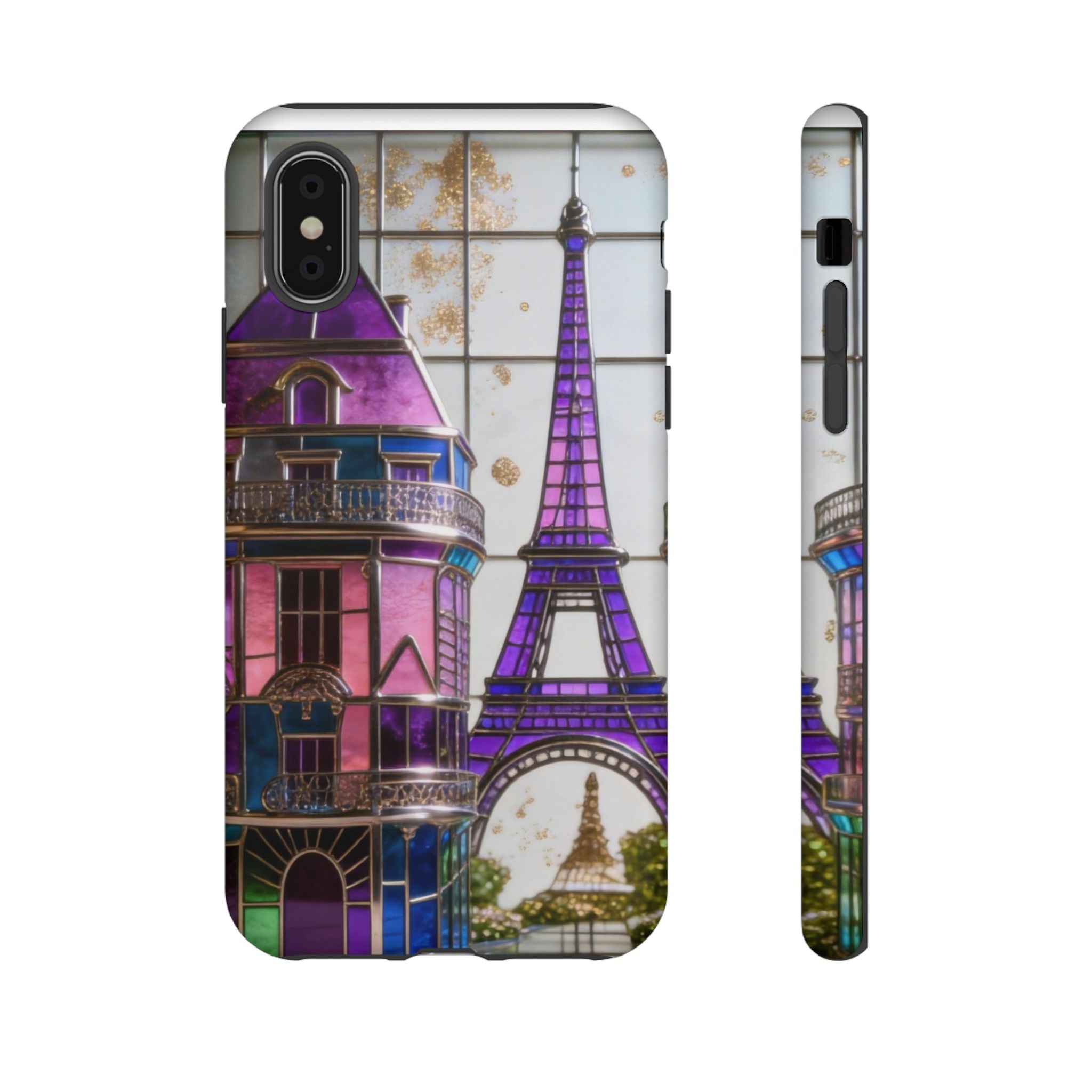 Parisian Eiffel Tower Tough Phone Case — Purple Vintage Cityscape Printify