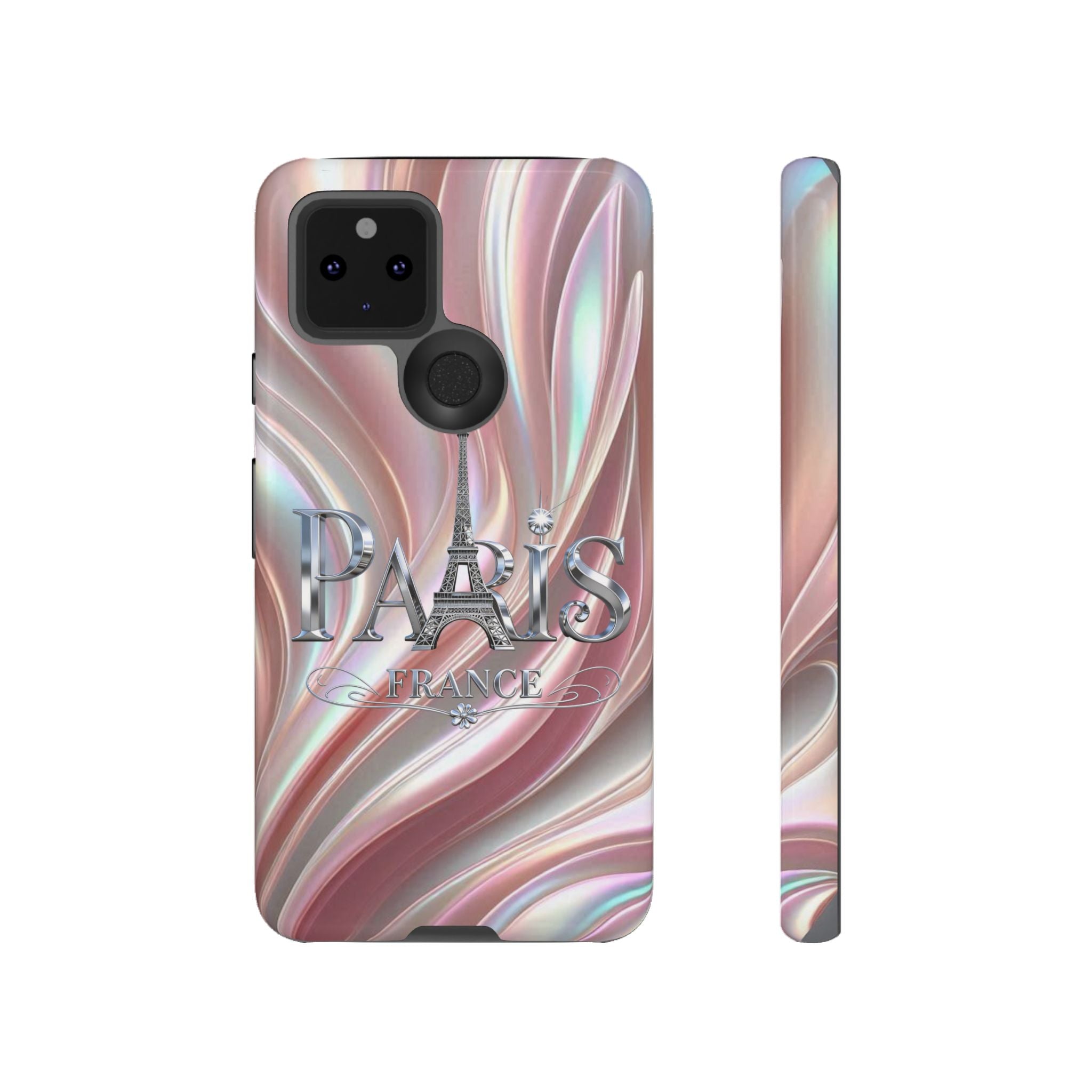 Paris Eiffel Phone Case — Iridescent Swirl Tough Case Printify