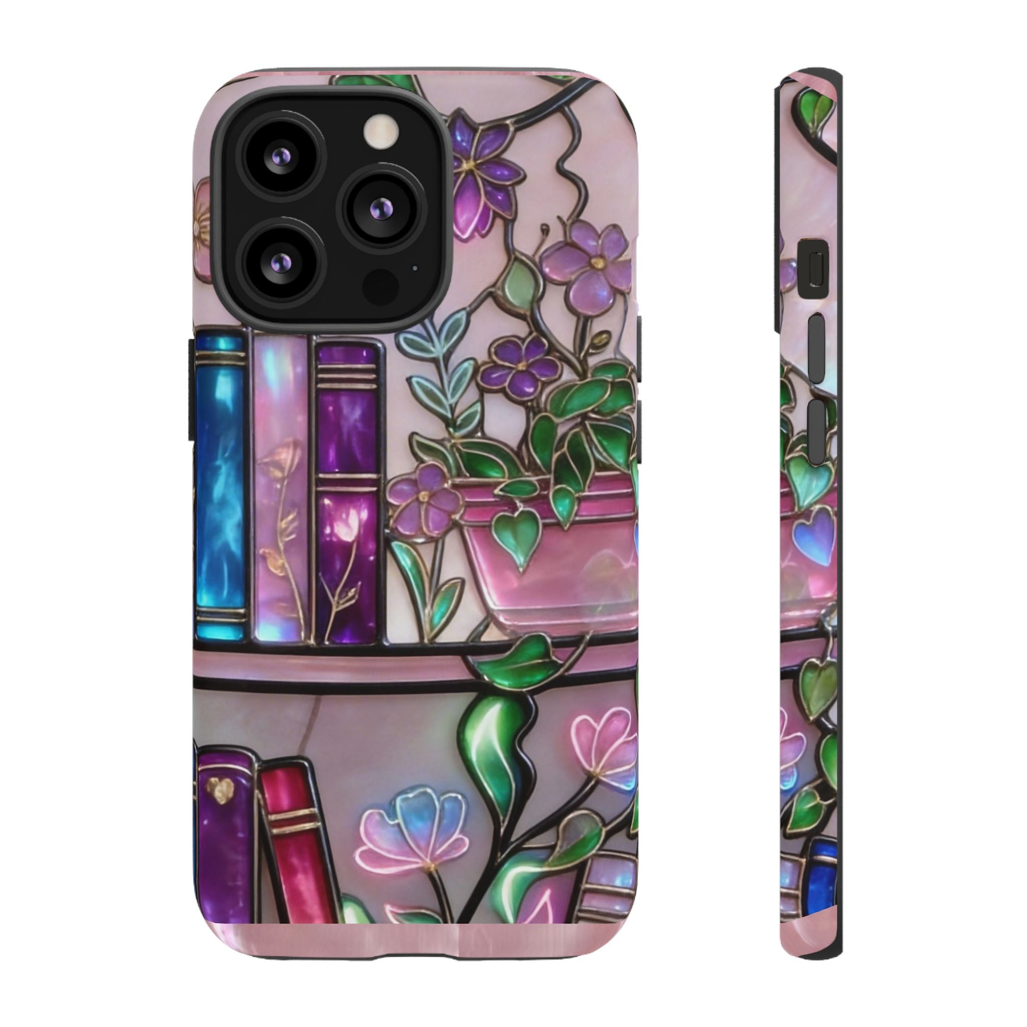 Floral Bookshelf Phone Case — Pastel Botanicals & Magical Book Art Printify