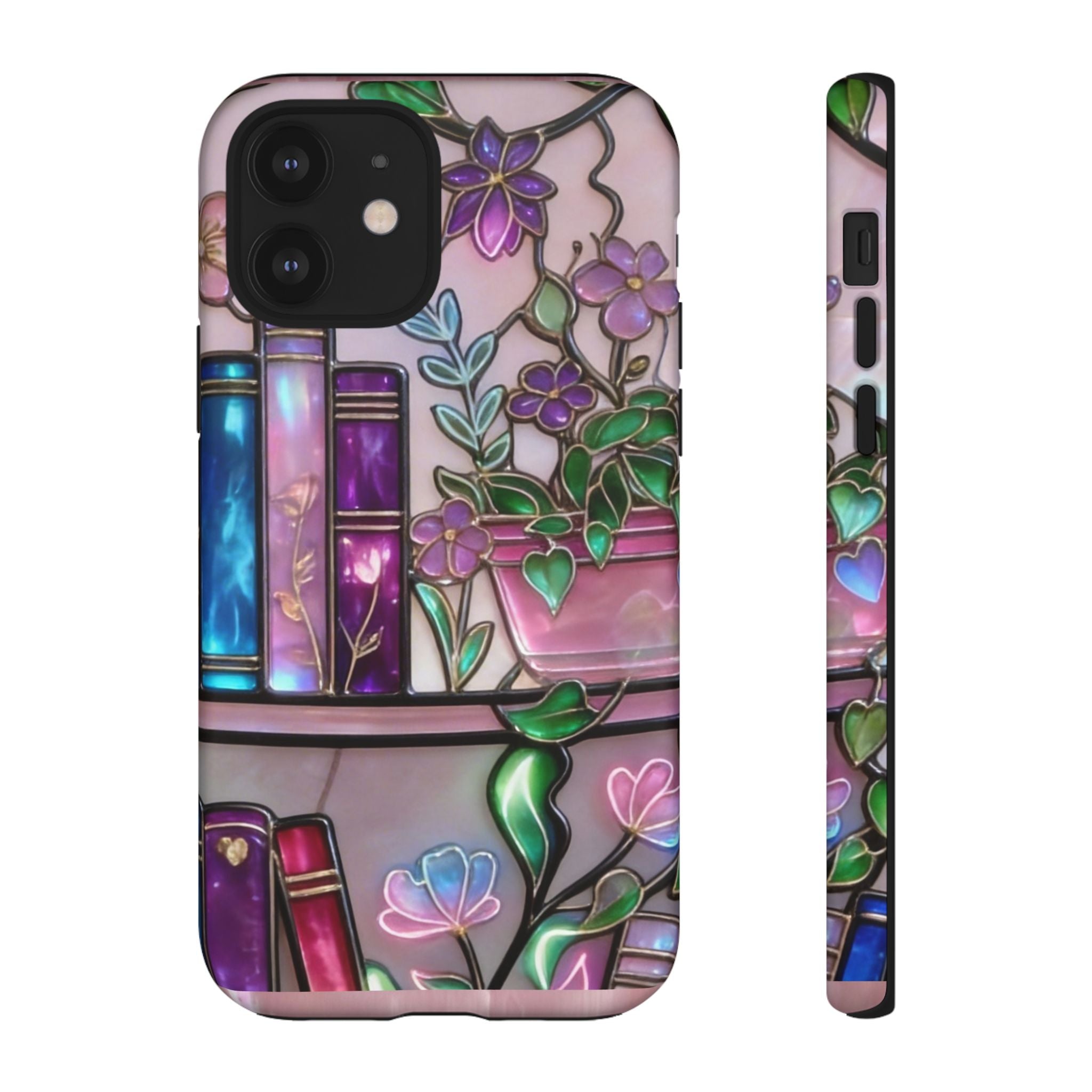 Floral Bookshelf Phone Case — Pastel Botanicals & Magical Book Art Printify