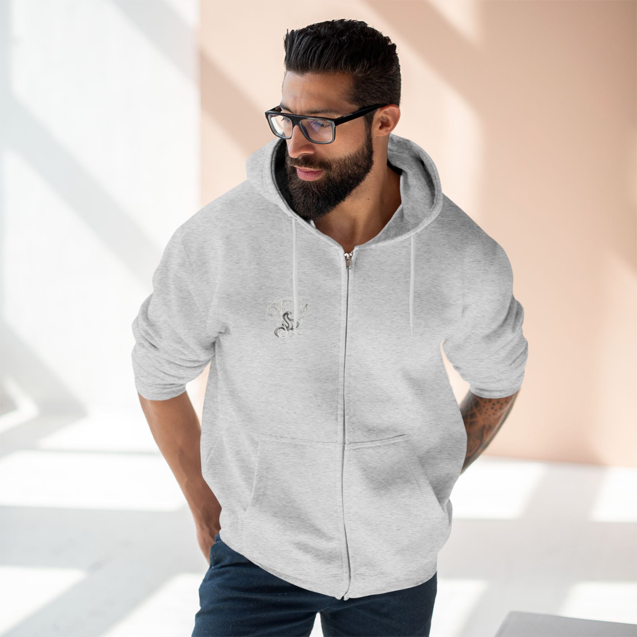 Ember & Serpent Zip Hoodie — Minimal Mythic Graphic Zip-Up Printify