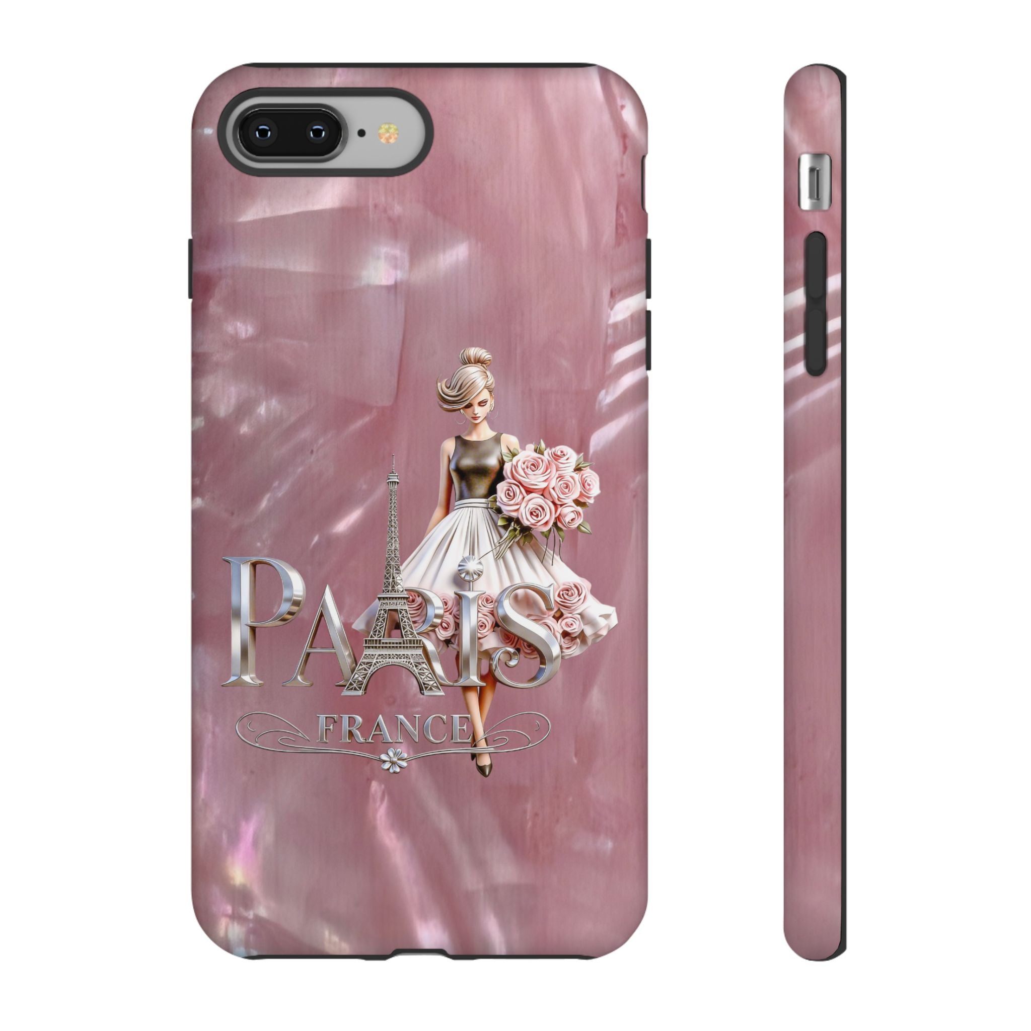 Paris Floral Phone Case - Pink Eiffel Tower Fashion Girl Tough Case Printify
