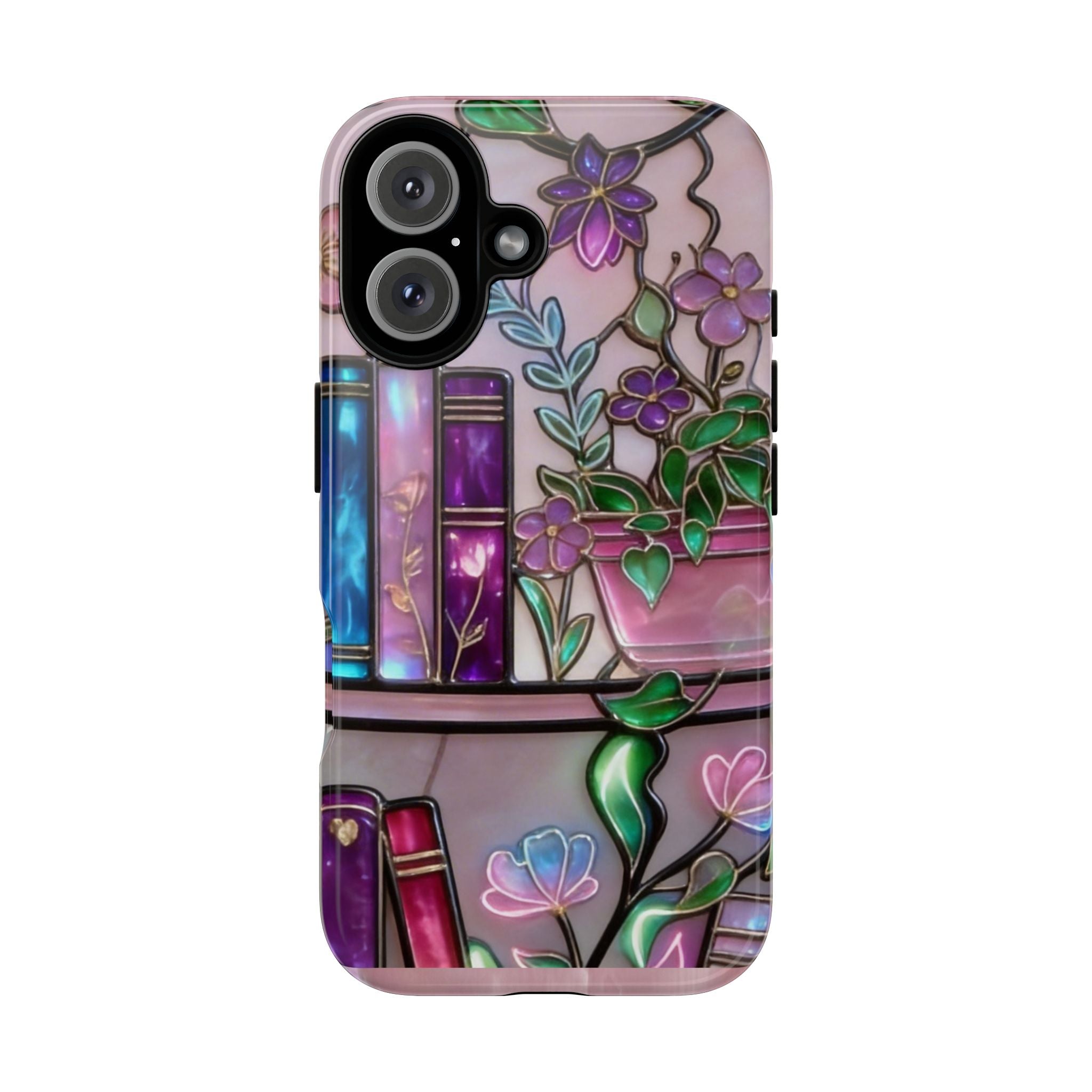 Floral Bookshelf Phone Case — Pastel Botanicals & Magical Book Art Printify