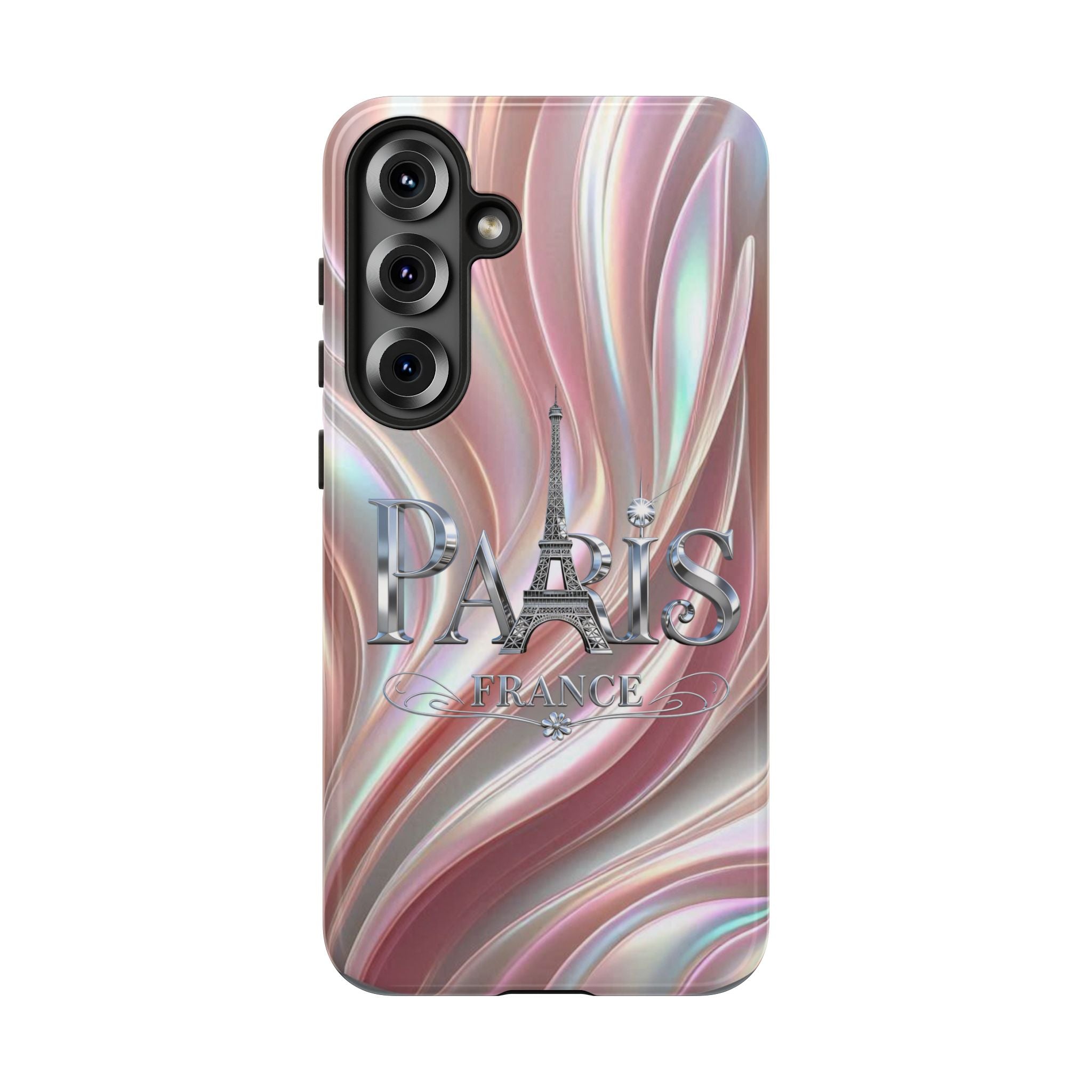 Paris Eiffel Phone Case — Iridescent Swirl Tough Case Printify