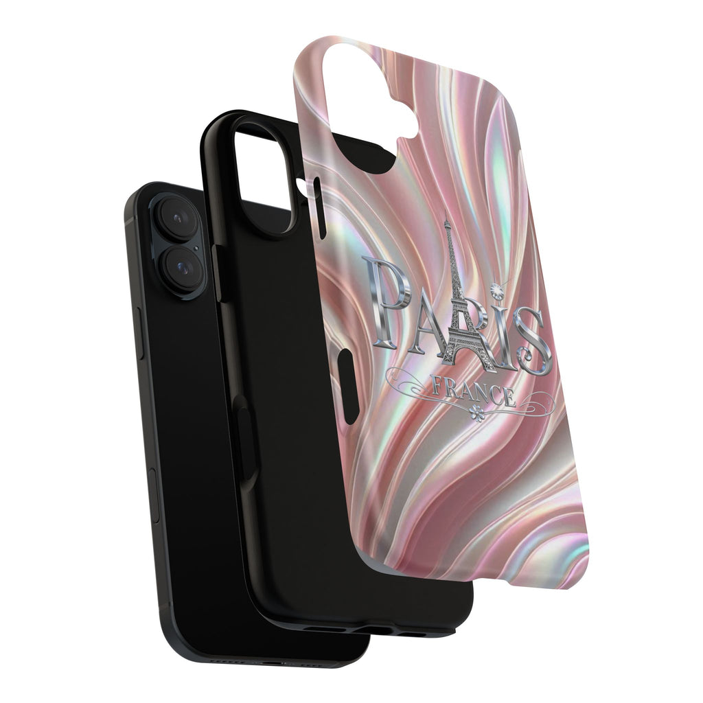 Paris Eiffel Phone Case — Iridescent Swirl Tough Case Printify