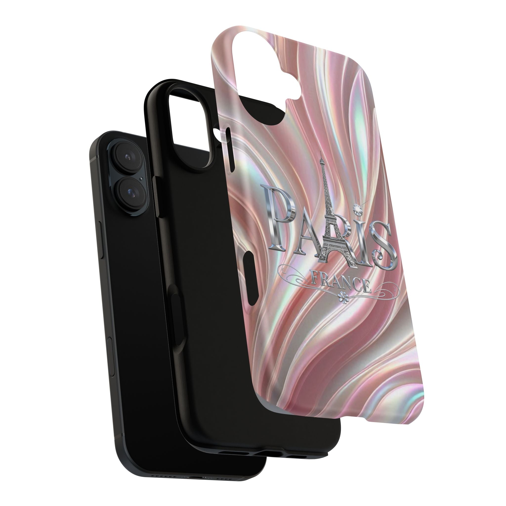 Paris Eiffel Phone Case — Iridescent Swirl Tough Case Printify