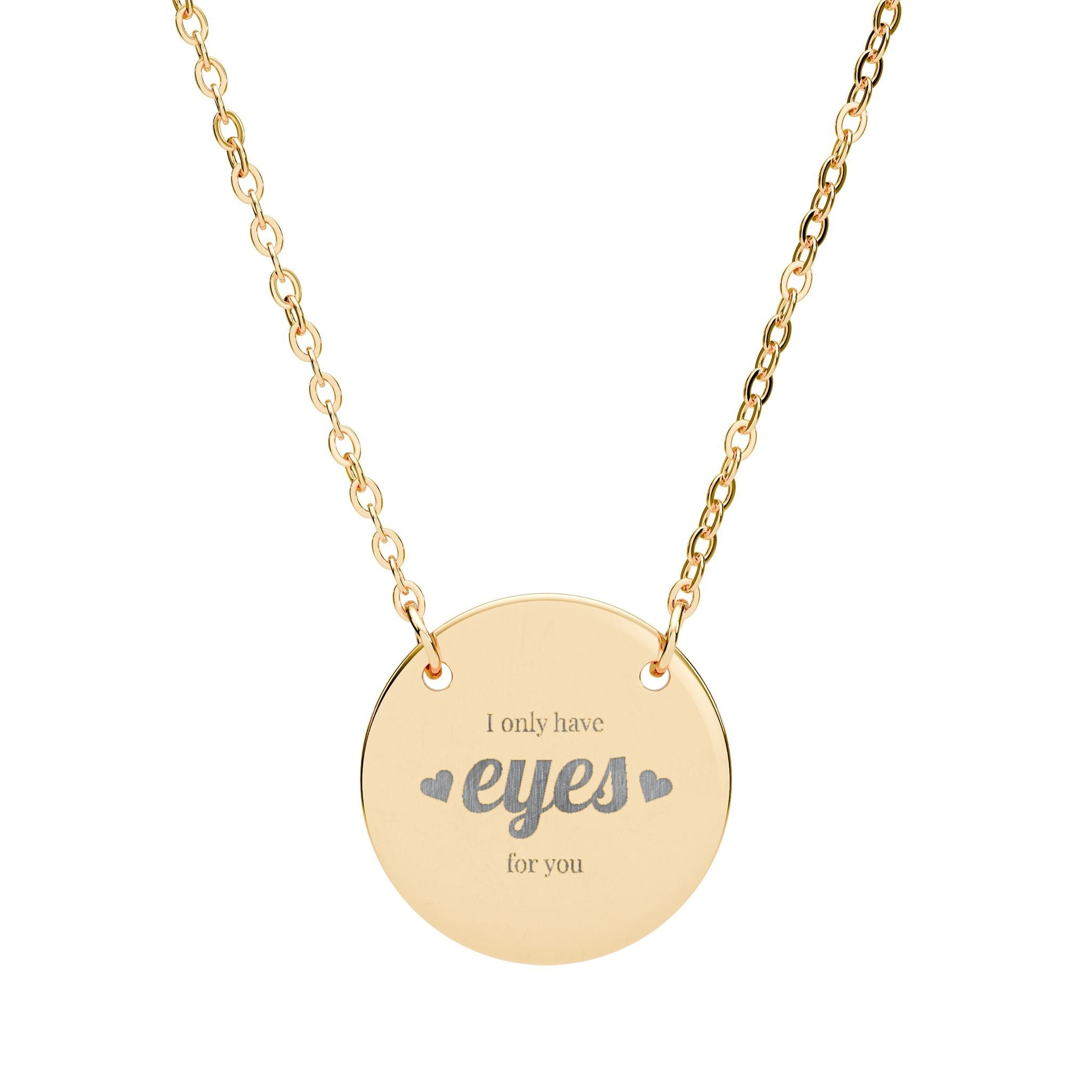 engraved 'eyes' circle necklace, round pendant engraving Printify