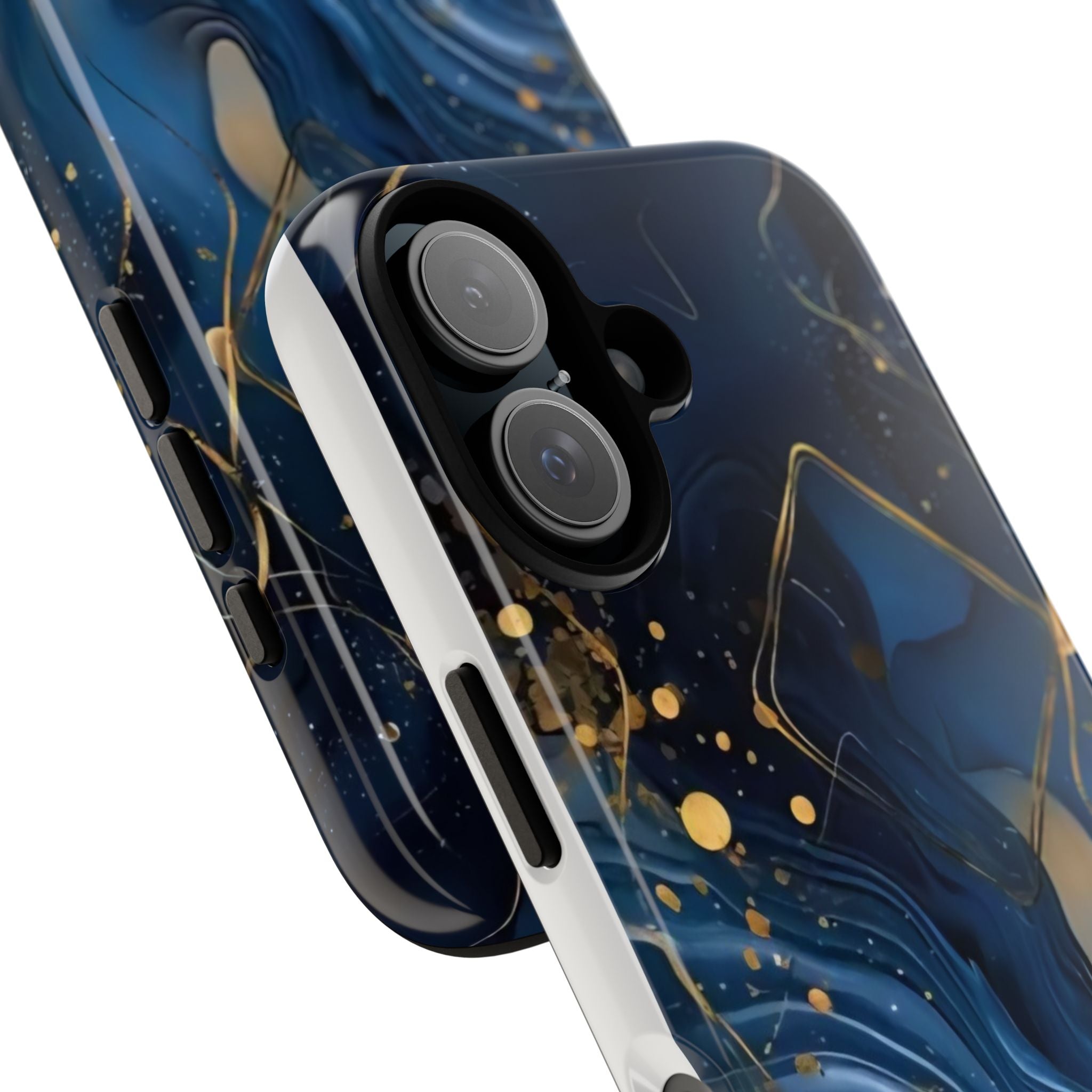 Blue Gold Marble Tough Phone Case — Protective Artistic iPhone Cover Printify