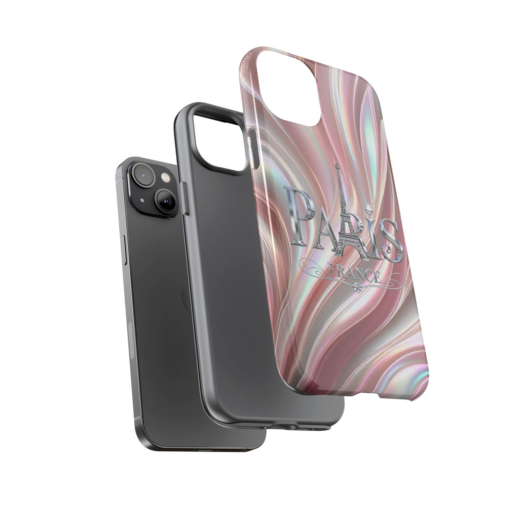 Paris Eiffel Phone Case — Iridescent Swirl Tough Case Printify