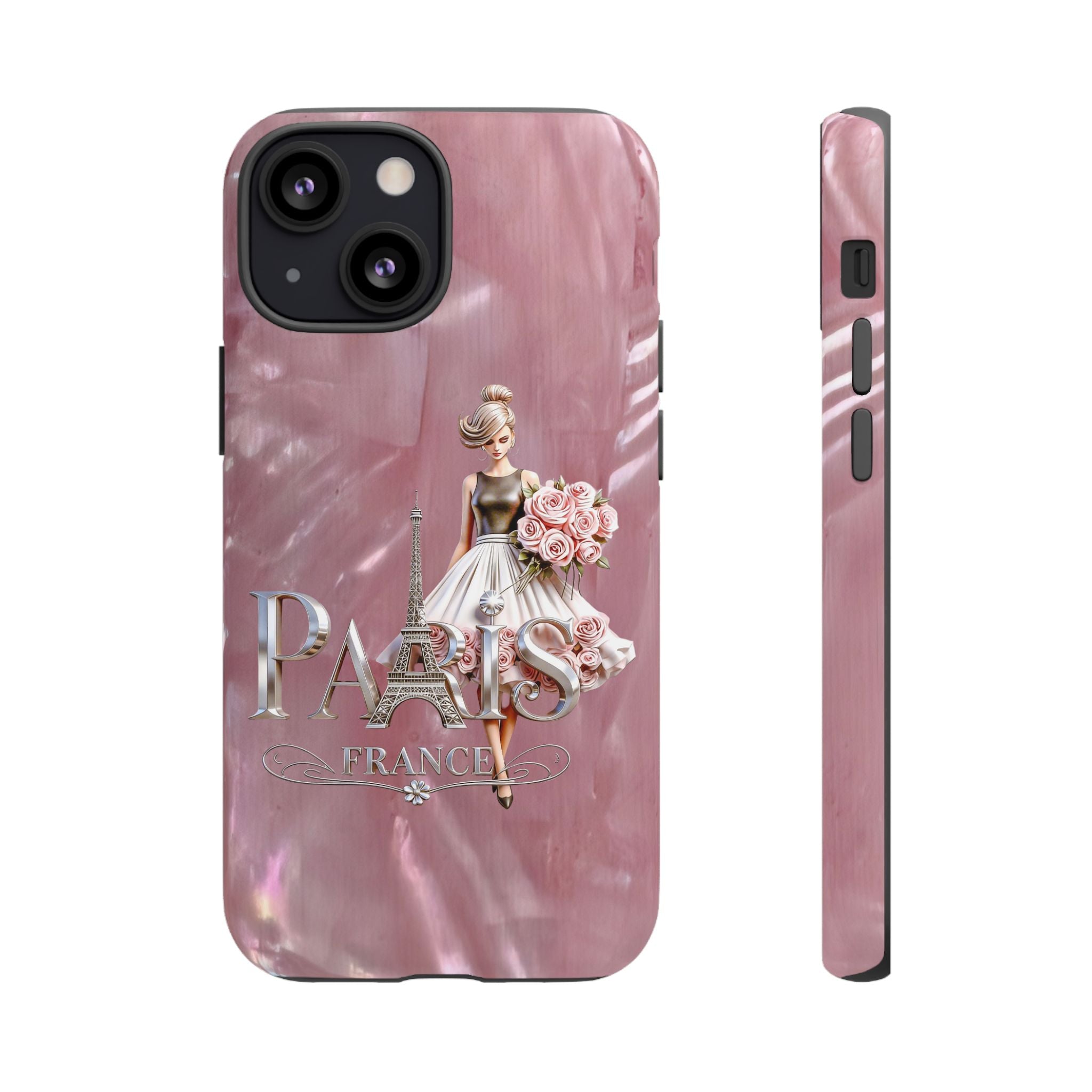 Paris Floral Phone Case - Pink Eiffel Tower Fashion Girl Tough Case Printify
