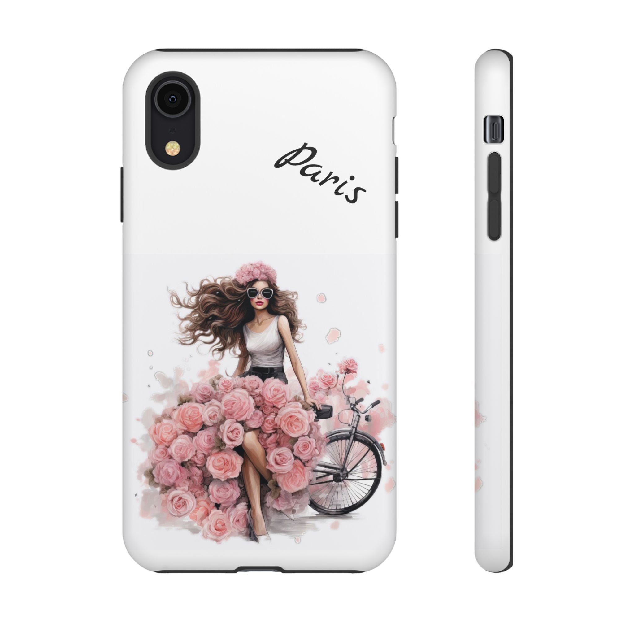 Paris Rose Bicycle woman phone case | Floral iPhone case Printify