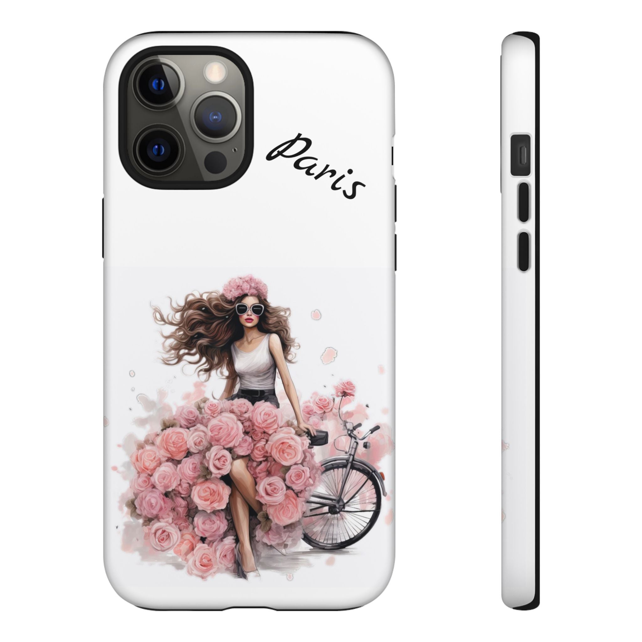 Paris Rose Bicycle woman phone case | Floral iPhone case Printify