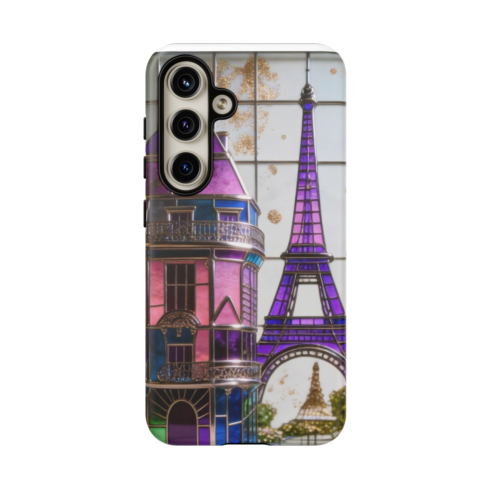 Parisian Eiffel Tower Tough Phone Case — Purple Vintage Cityscape Printify