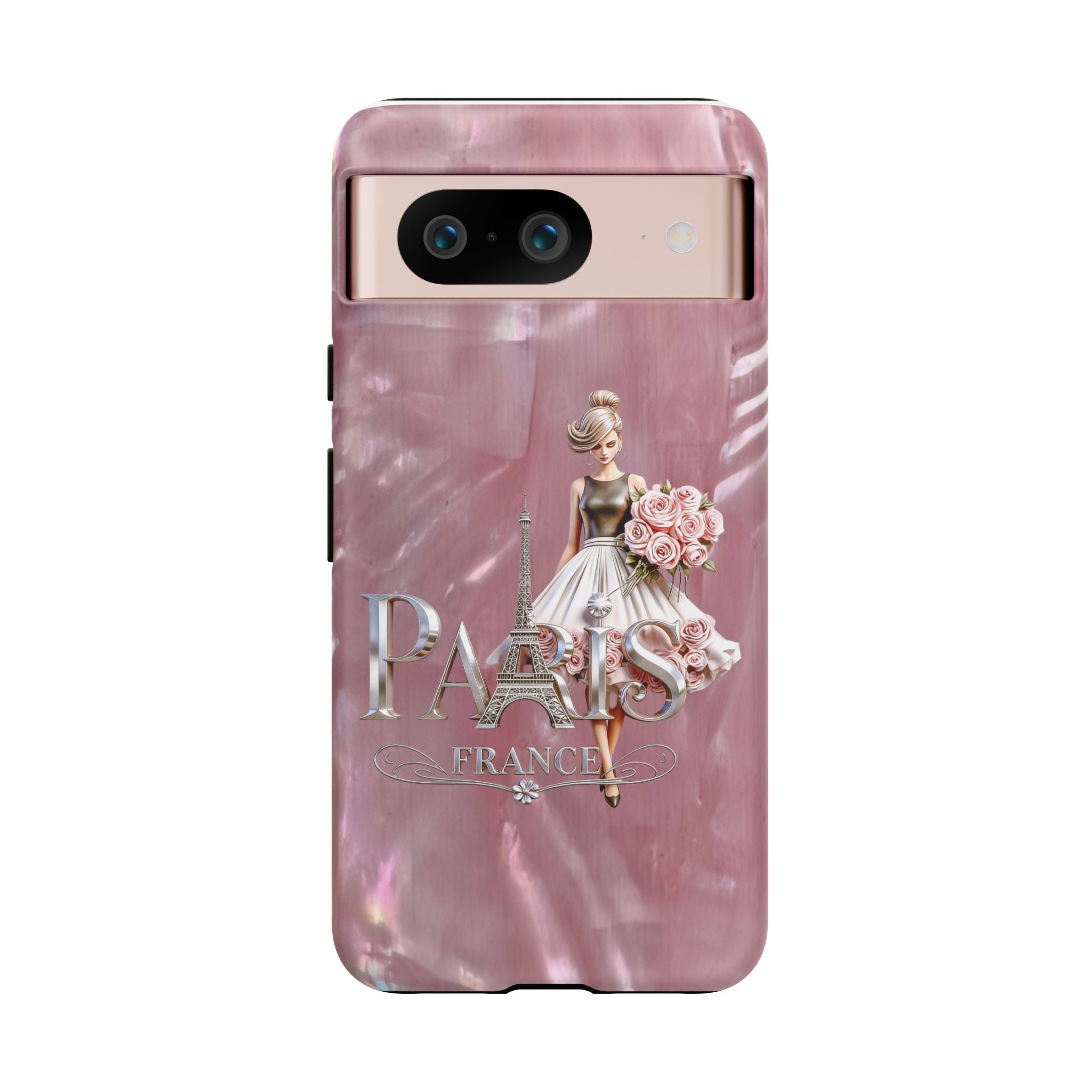 Paris Floral Phone Case - Pink Eiffel Tower Fashion Girl Tough Case Printify