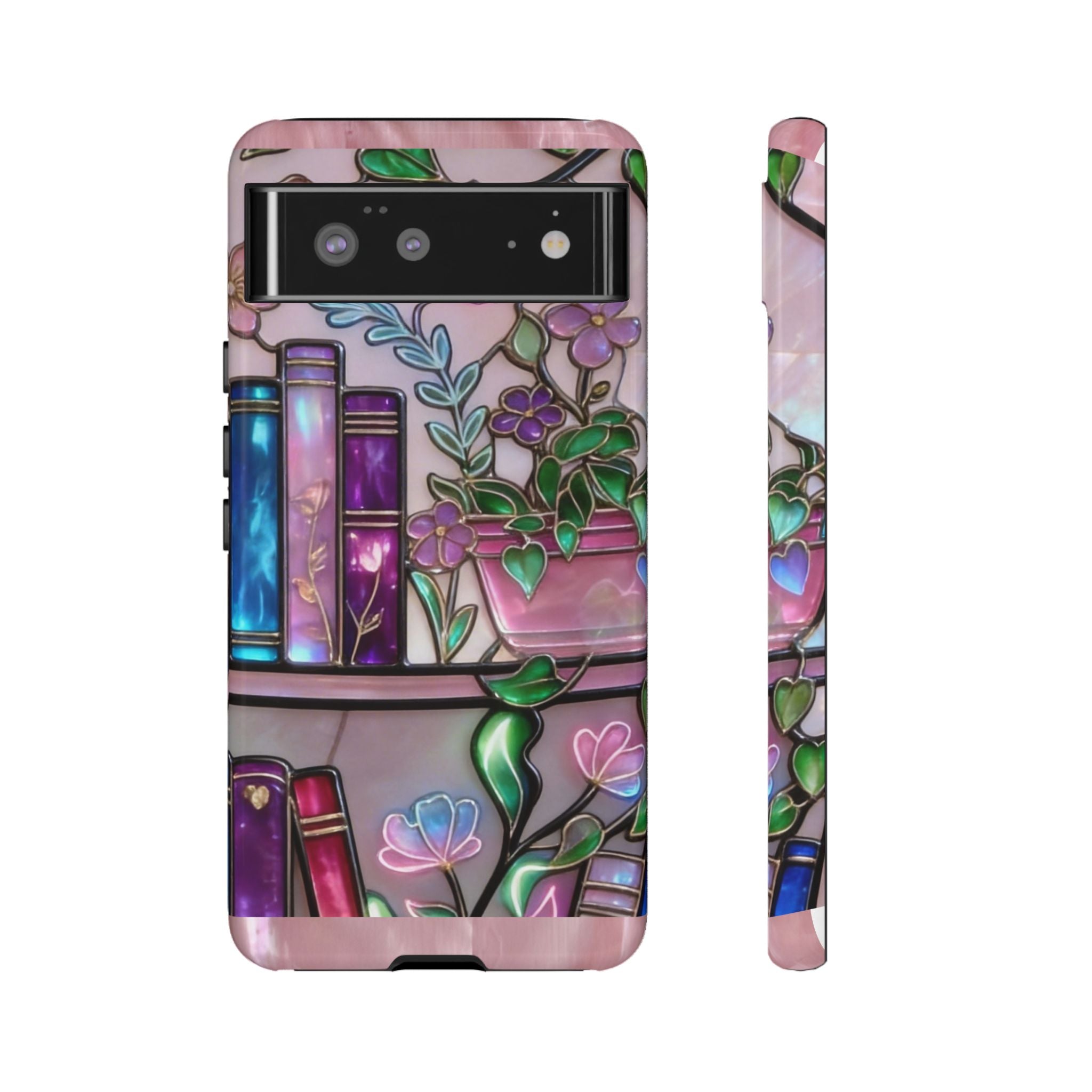 Floral Bookshelf Phone Case — Pastel Botanicals & Magical Book Art Printify