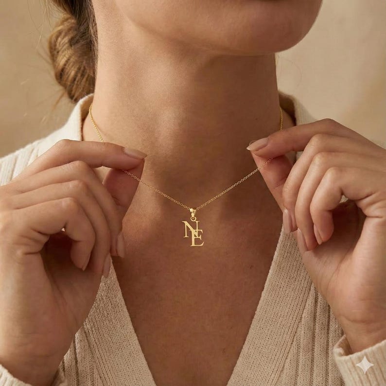 Custom interwoven double letter necklace