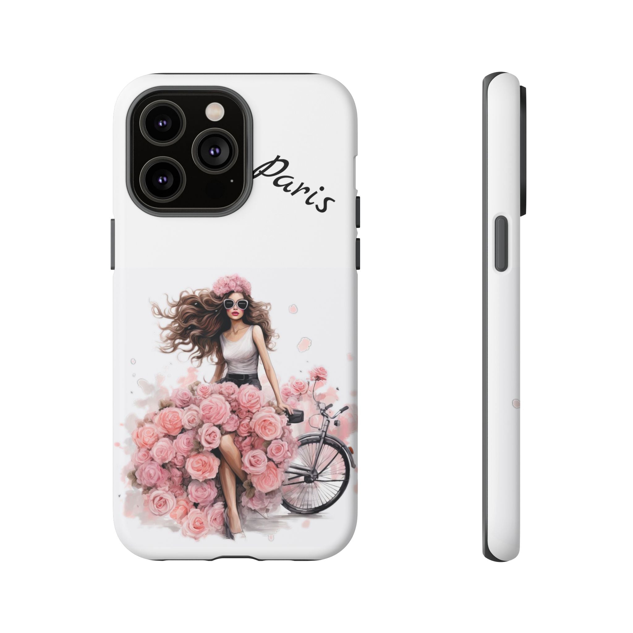 Paris Rose Bicycle woman phone case | Floral iPhone case Printify