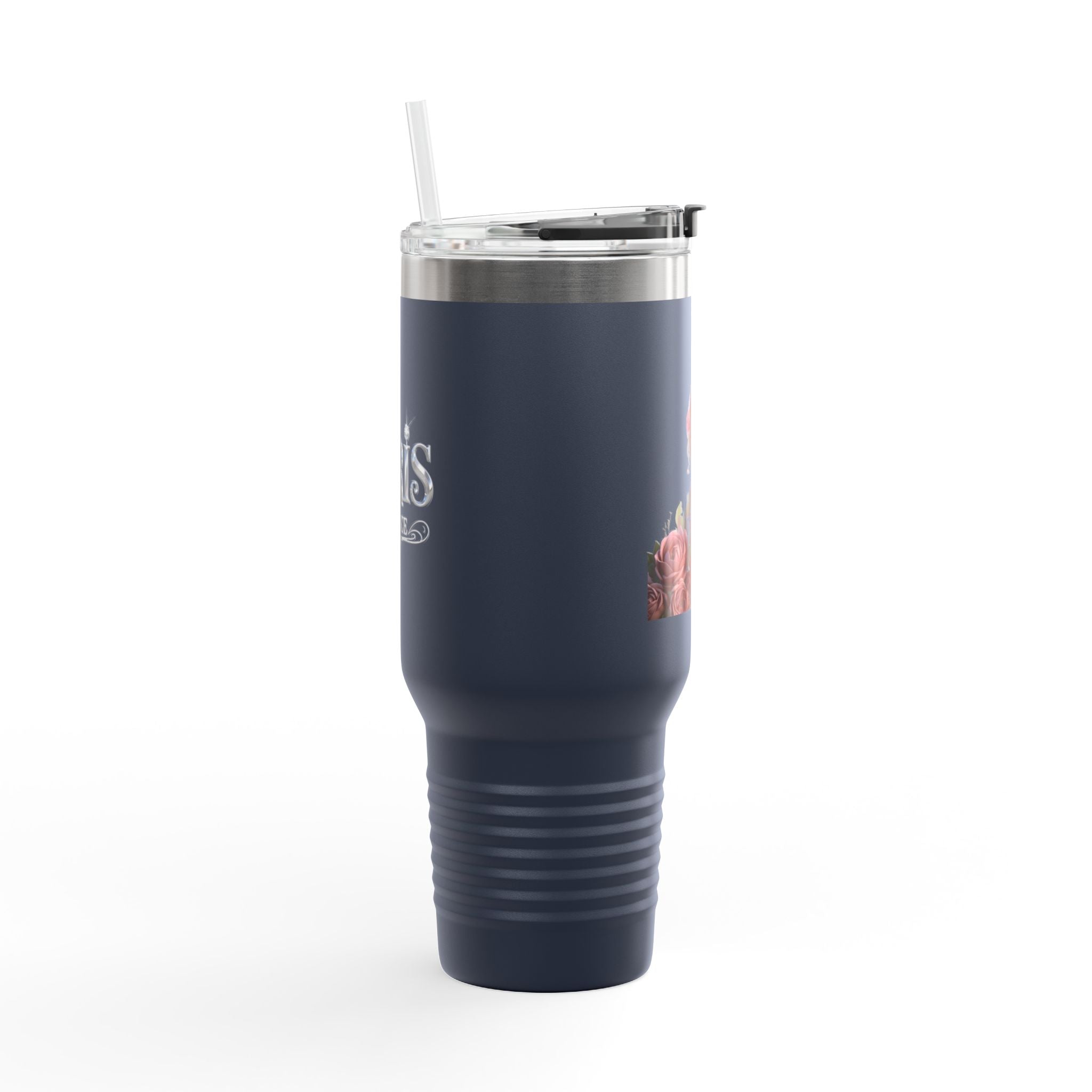 40oz Insulated Travel Mug — Floral Queen Design Printify