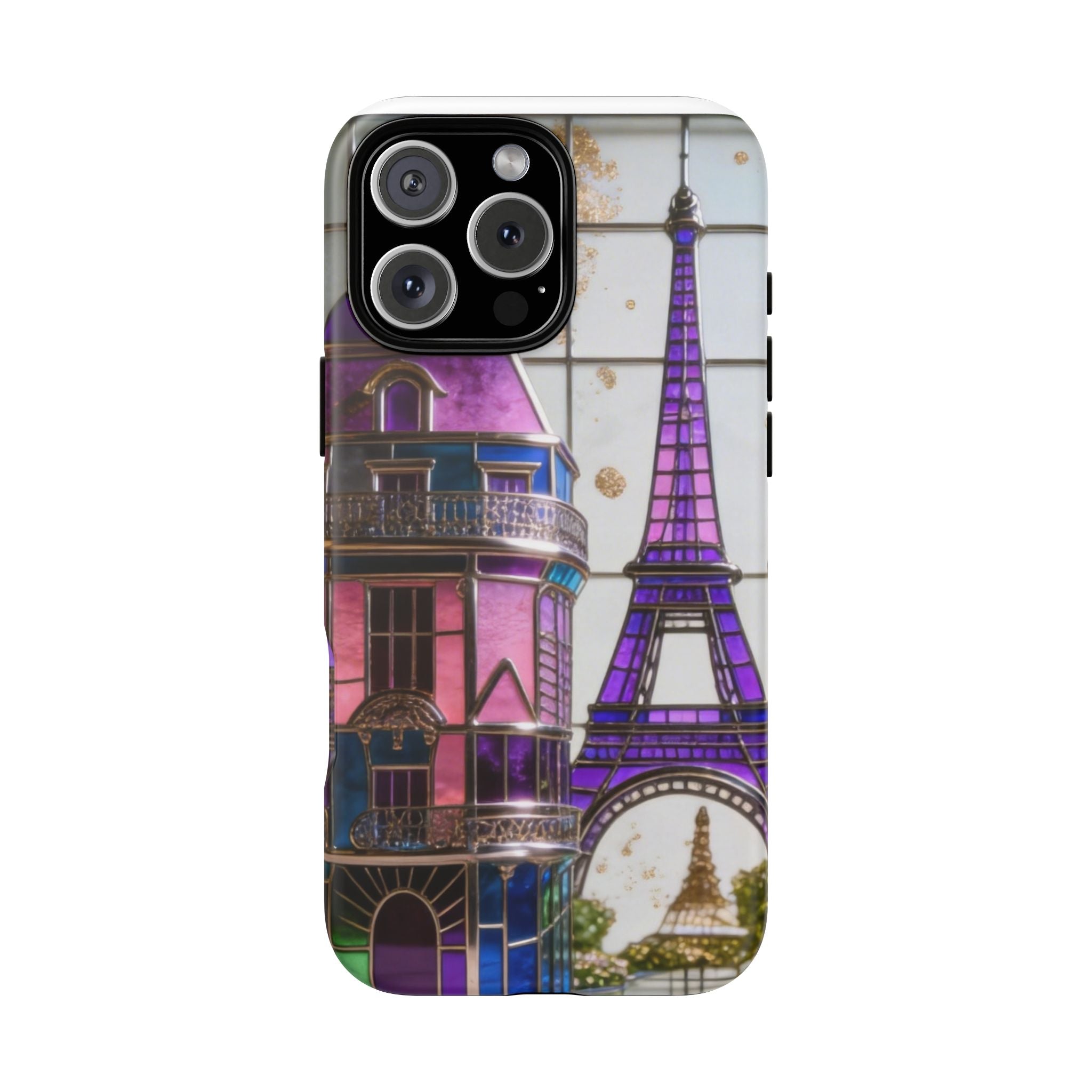 Parisian Eiffel Tower Tough Phone Case — Purple Vintage Cityscape Printify