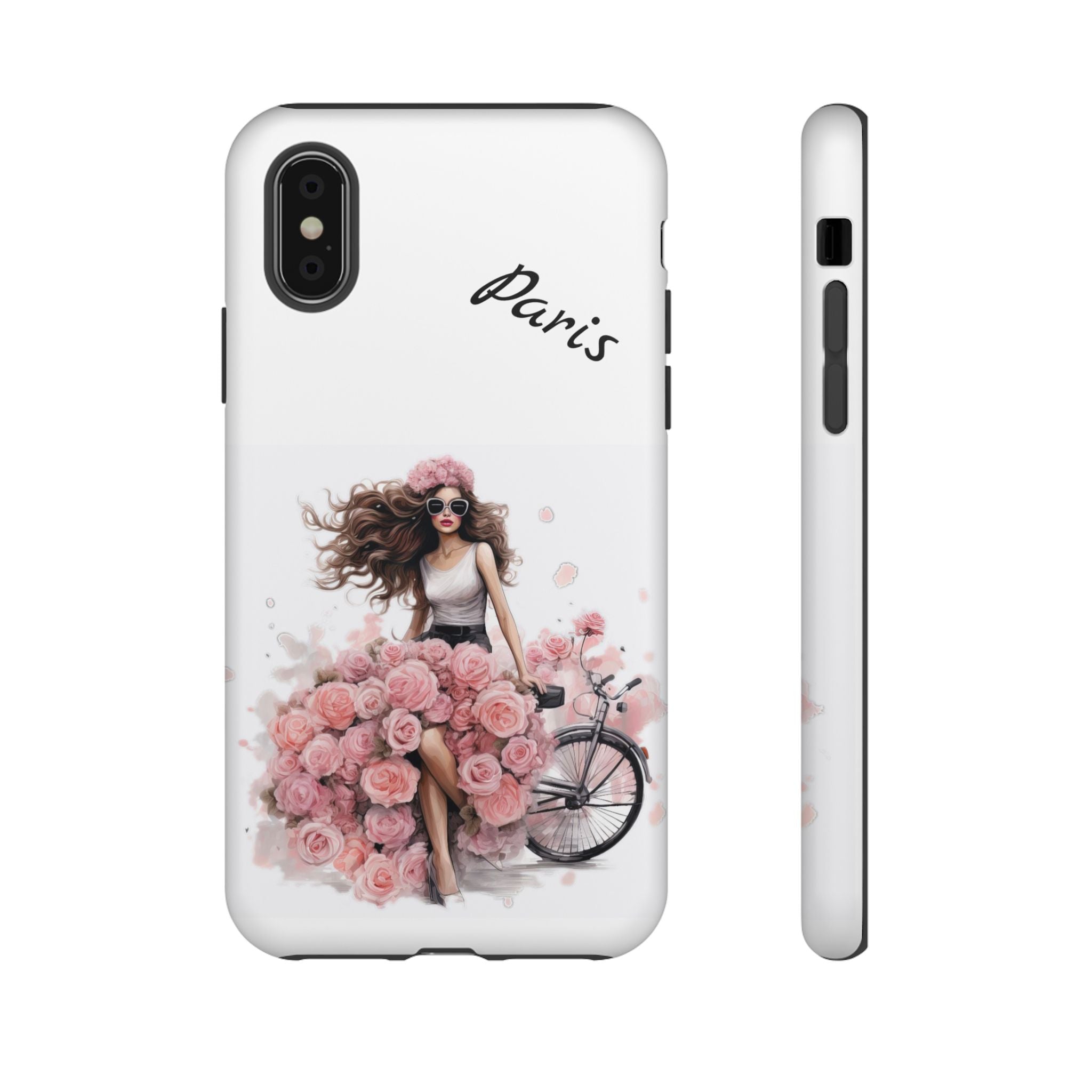 Paris Rose Bicycle woman phone case | Floral iPhone case Printify