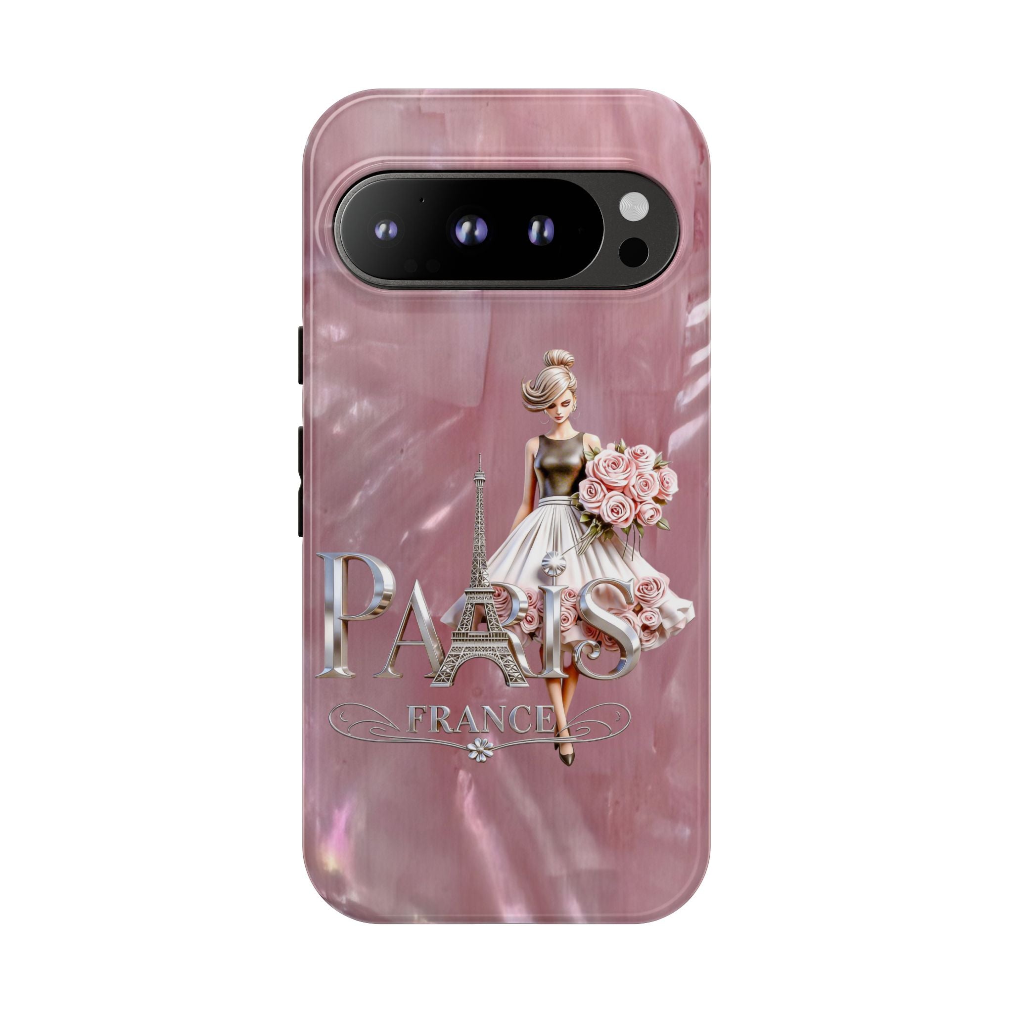 Paris Floral Phone Case - Pink Eiffel Tower Fashion Girl Tough Case Printify