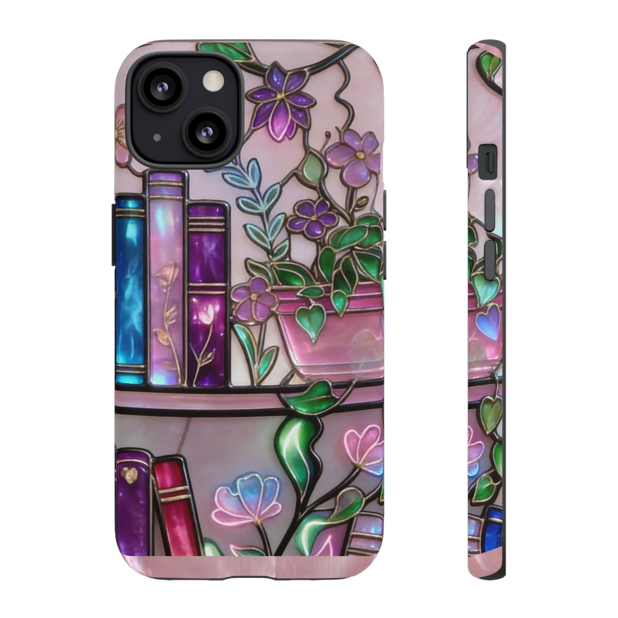 Floral Bookshelf Phone Case — Pastel Botanicals & Magical Book Art Printify