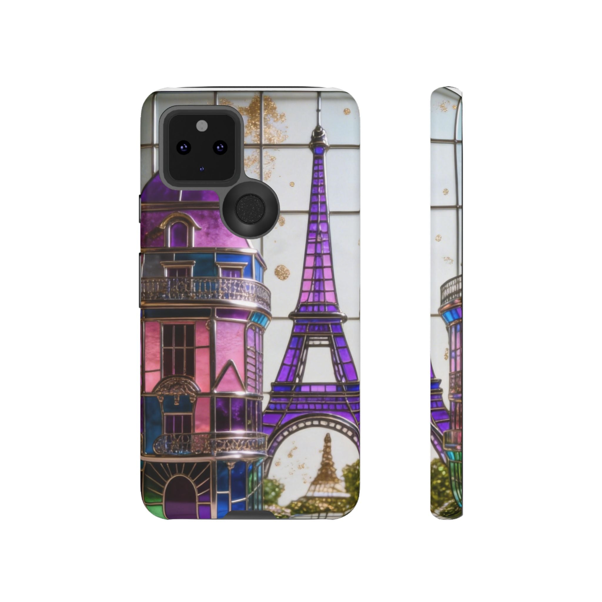 Parisian Eiffel Tower Tough Phone Case — Purple Vintage Cityscape Printify