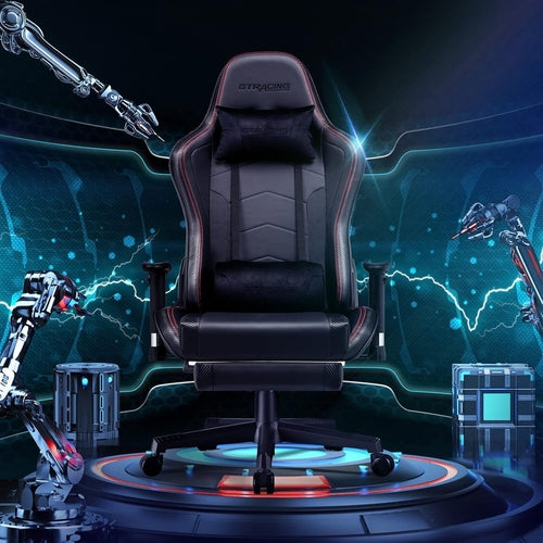 Gaming Chair with Footrest Speakers