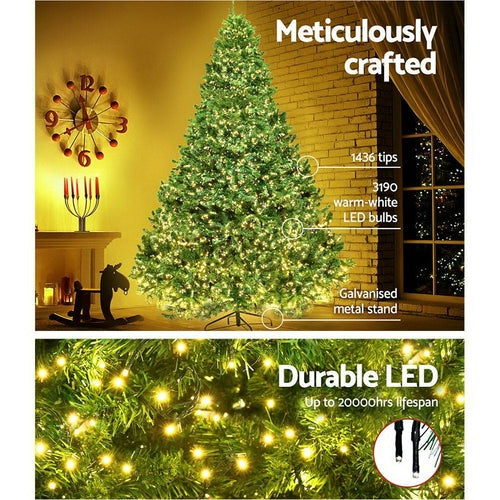 Jingle Jollys Christmas Tree 2.4M Xmas Tree Decorations 3190 LEDs 8