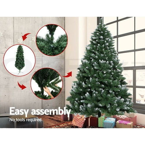 Jingle Jollys Christmas Tree 1.8m Snowy Xmas Tree Decoration 650 Tips