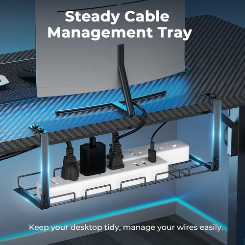 Small Gaming Desk with LED Lights & Power Outlets, 55 Inch Computer