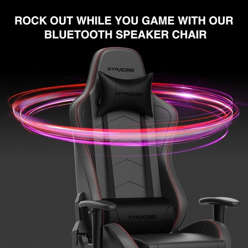 Gaming Chair with Footrest Speakers Video Game Chair Bluetooth Music